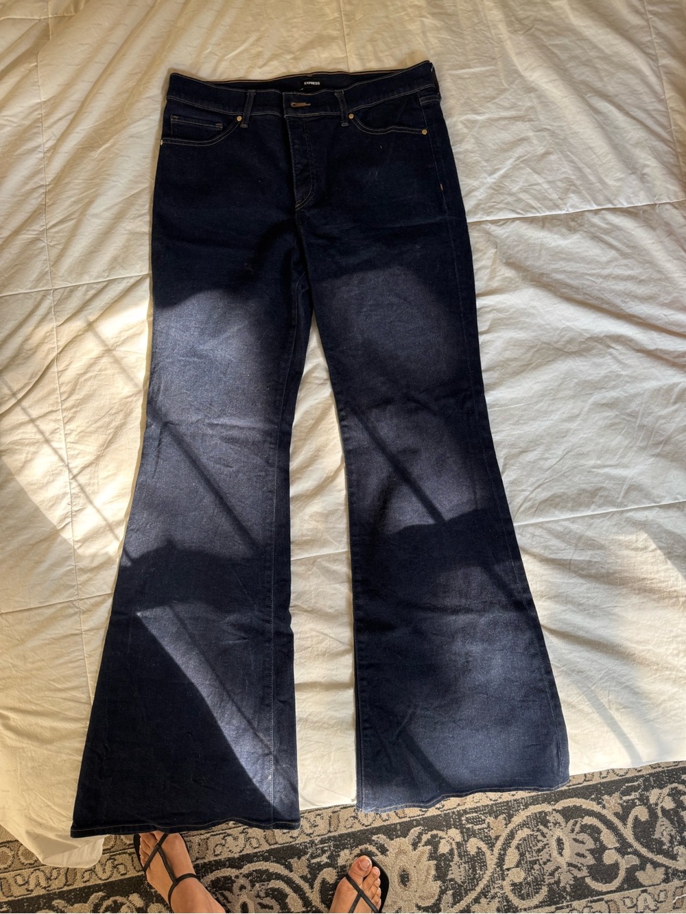 Express Women's Dark Blue Flare Jeans